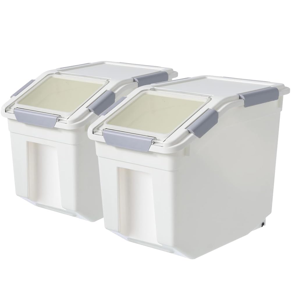 30lb Food Storage Container with Scoop and Wheels, 2 Pack U934