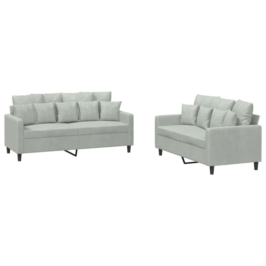 Light Gray Velvet 2 Piece Sofa Set M988