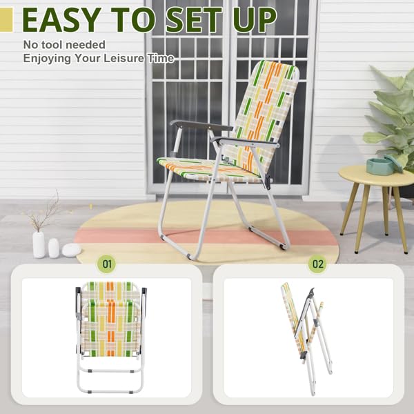 Folding Lawn Chair Set of 2 Yellow P48921