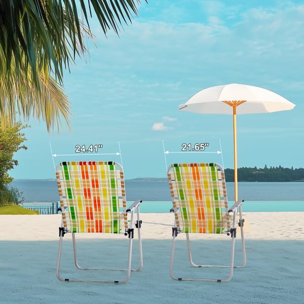 Folding Lawn Chair Set of 2 Yellow P48921