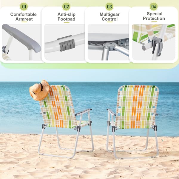 Folding Lawn Chair Set of 2 Yellow P48921