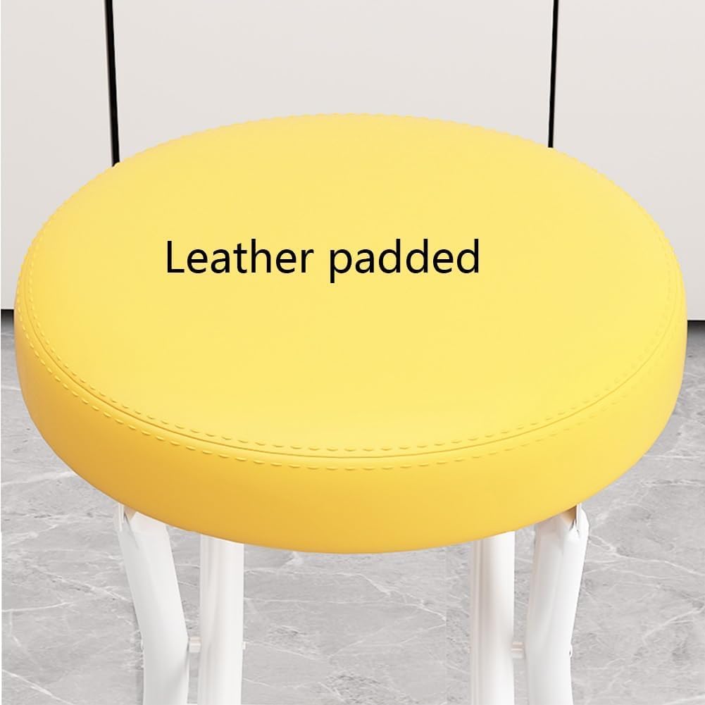 Black Cushioned Leather Portable Folding Stool with Backrest Q7261