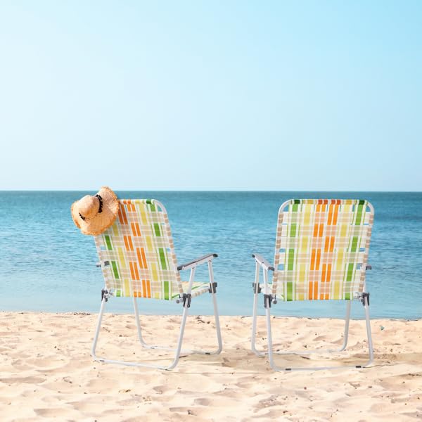 Folding Lawn Chair Set of 2 Yellow P48921