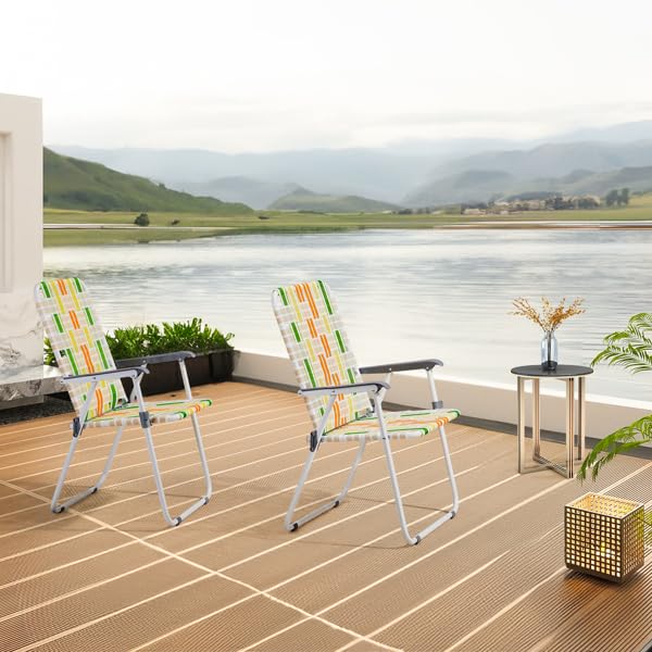 Folding Lawn Chair Set of 2 Yellow P48921