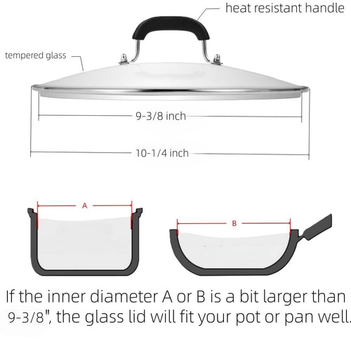 10-1/4 Inch Tempered Glass Lid with Steam Hole Y23858