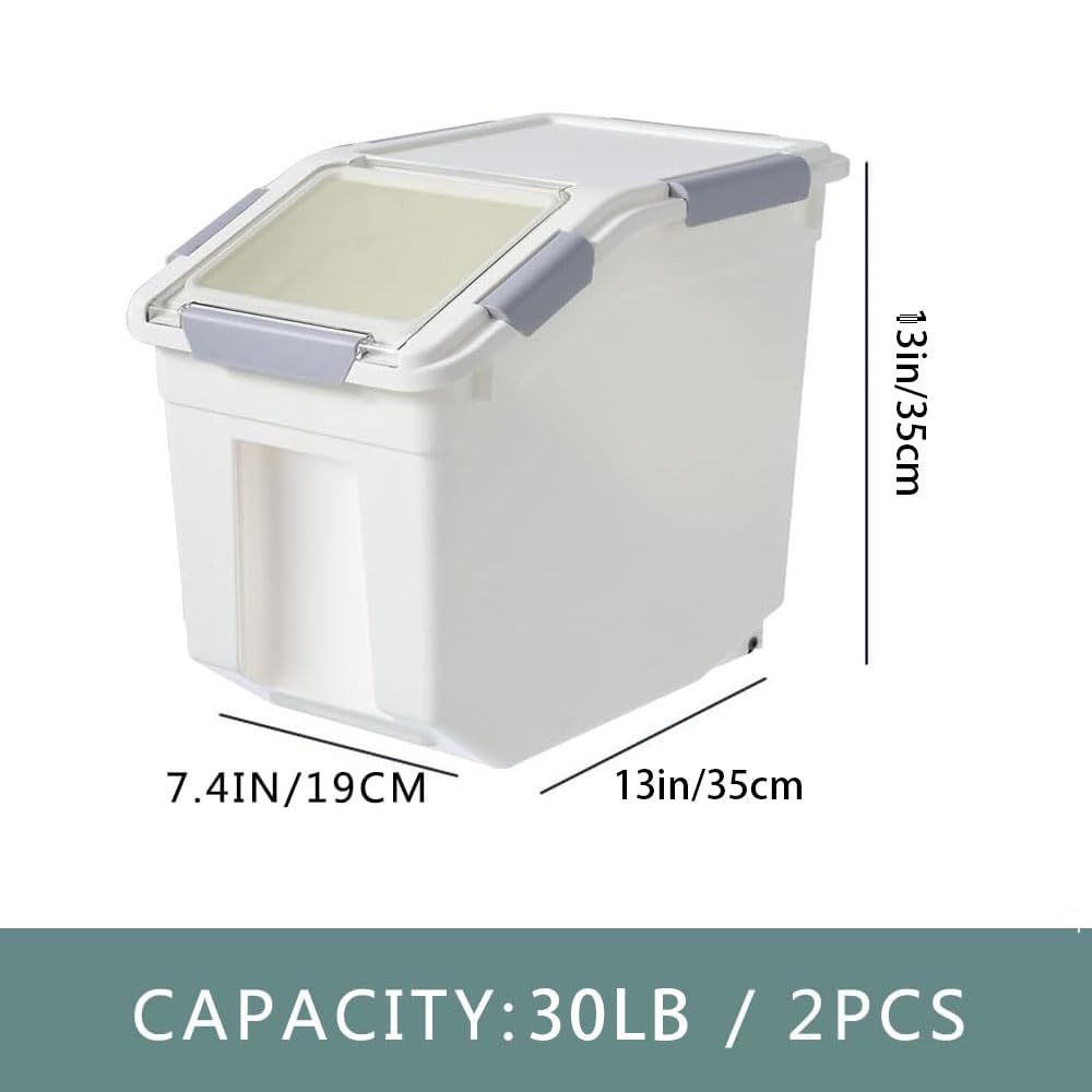 30lb Food Storage Container with Scoop and Wheels, 2 Pack U934