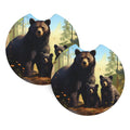 Set of 2 Black Bear Car Coasters Y96327