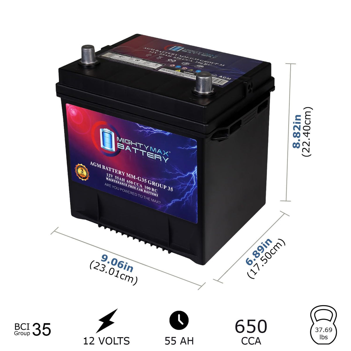 12V 55Ah AGM Replacement Battery U713161
