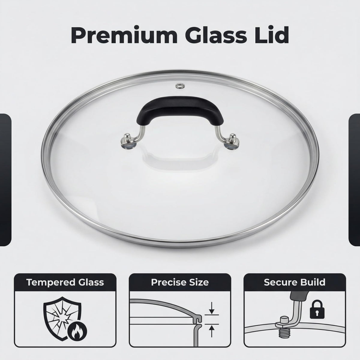 10-1/4 Inch Tempered Glass Lid with Steam Hole Y23858