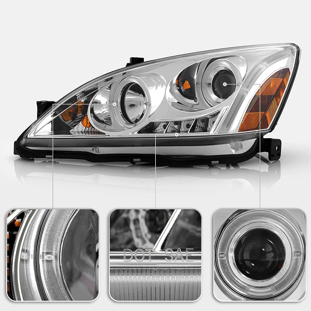 For 2003-2007 Honda Accord LED Projector Headlights, Driver & Passenger Side D27437