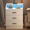 White 3 Drawer Nightstand with Charging Station D10765