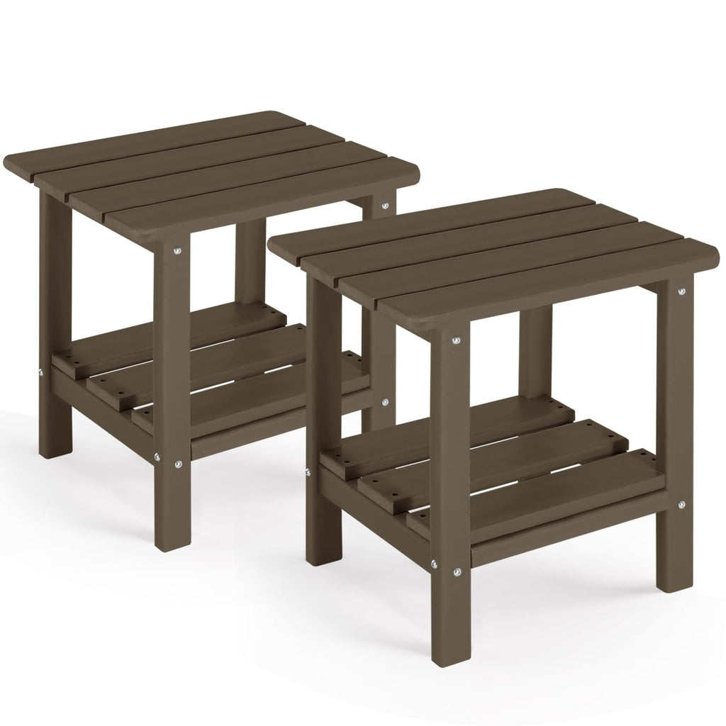 Set of 2 Dark Brown HDPE Storage Side Table T96173