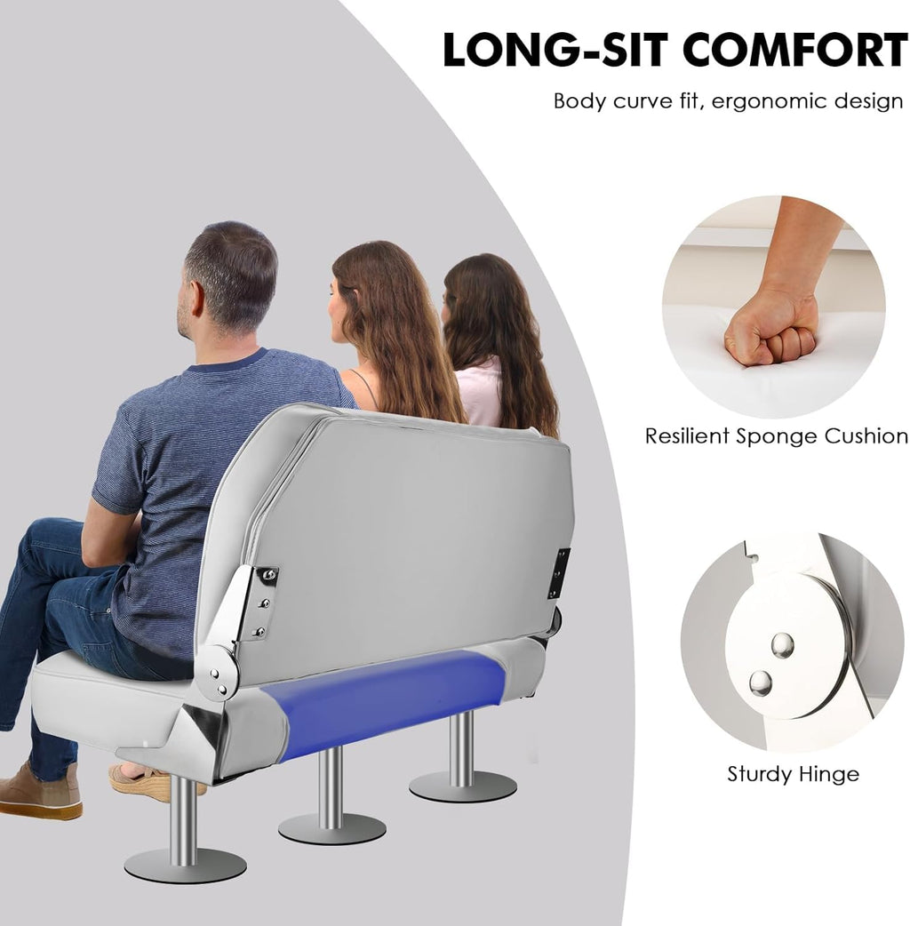 Folding Boat Seat Grey and Blue K387