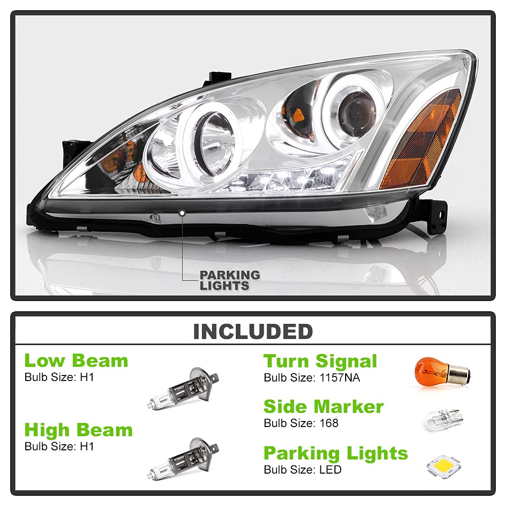 For 2003-2007 Honda Accord LED Projector Headlights, Driver & Passenger Side D27437