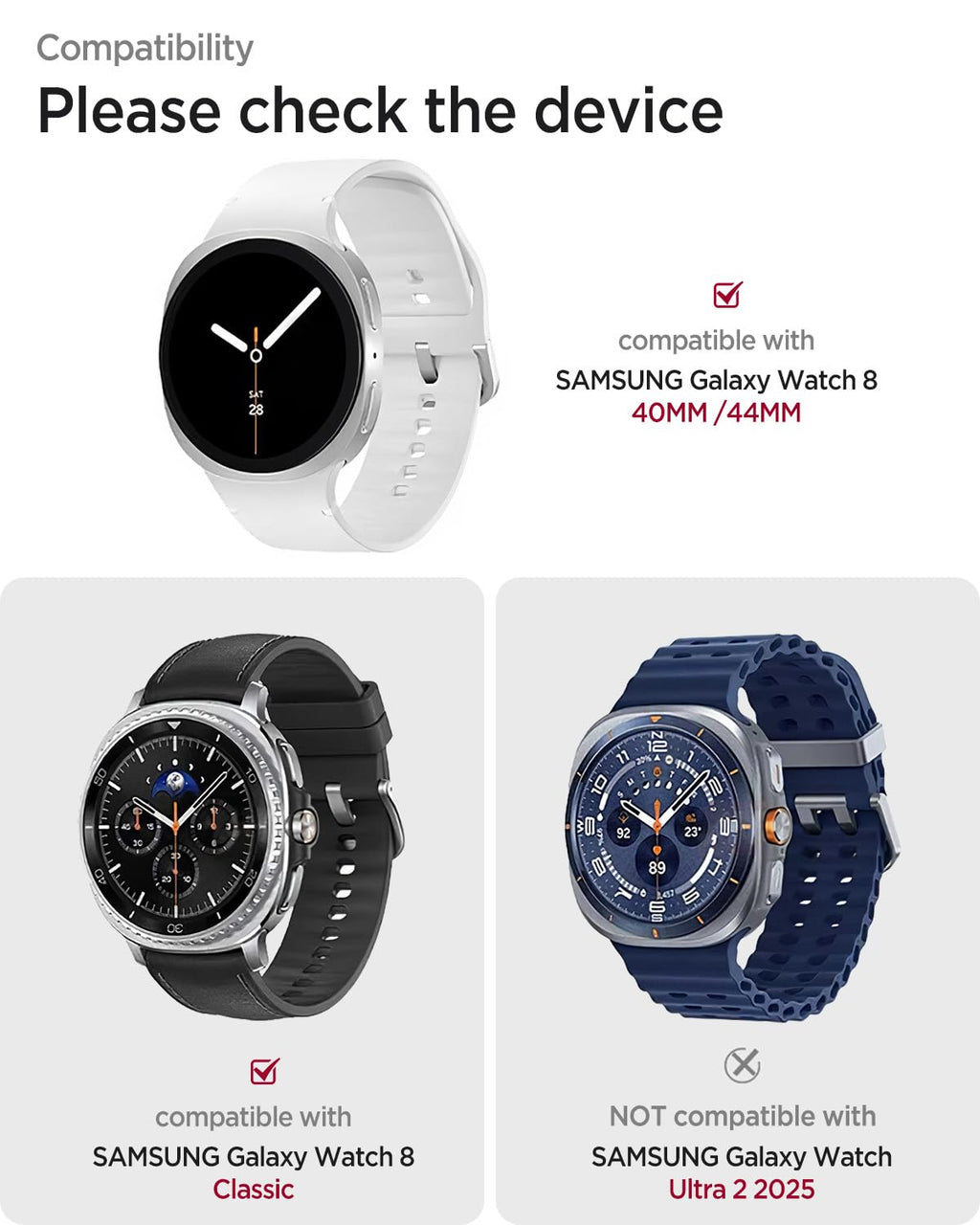 Leather Band for Galaxy Watch 9/8 40mm 44mm T37285