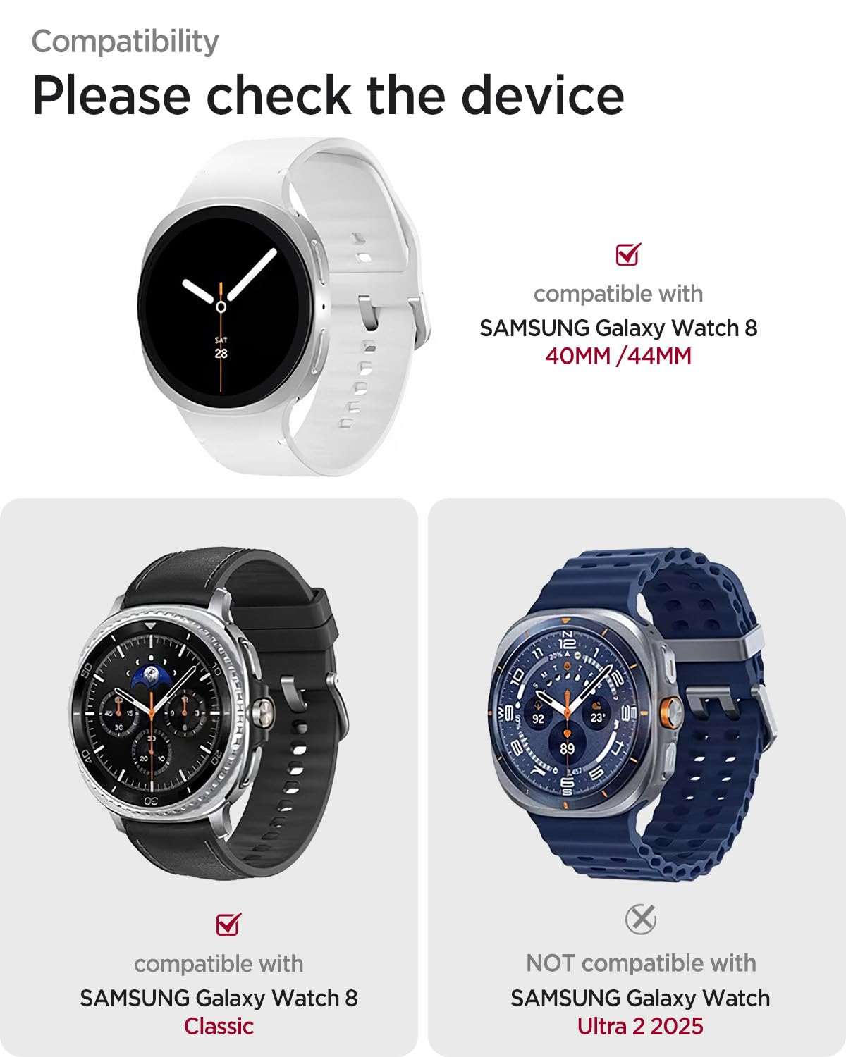 Leather Band for Galaxy Watch 9/8 40mm 44mm T37285