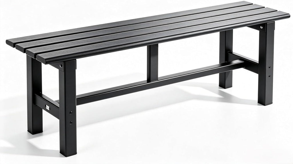 59 Inches Black 2-Person Aluminum Outdoor Bench E418392