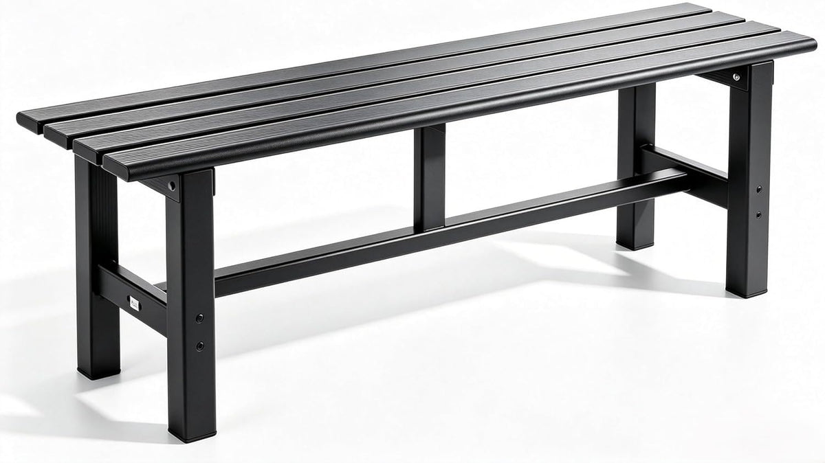 59 Inches Black 2-Person Aluminum Outdoor Bench E418392