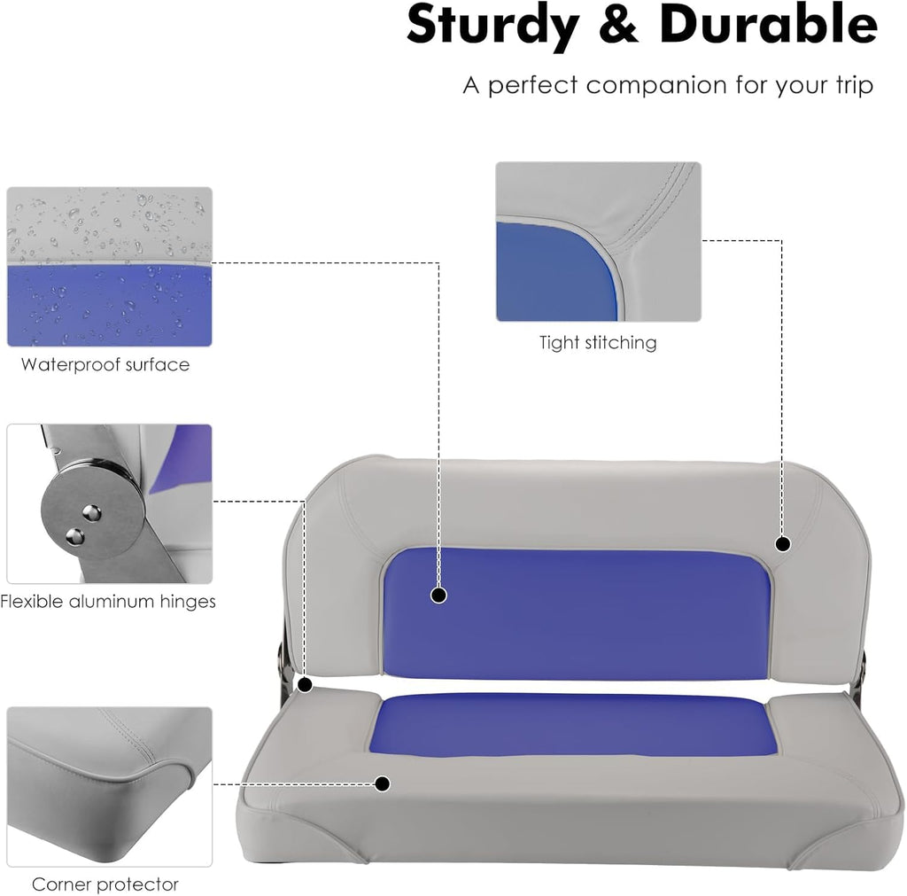 Folding Boat Seat Grey and Blue K387