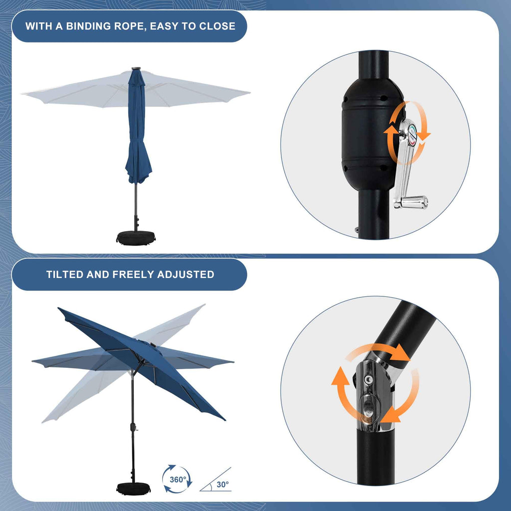 9 FT Patio Umbrella with Base A501