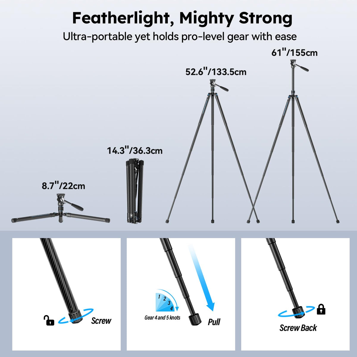Carbon Fiber Camera Tripod with Fluid Head B994