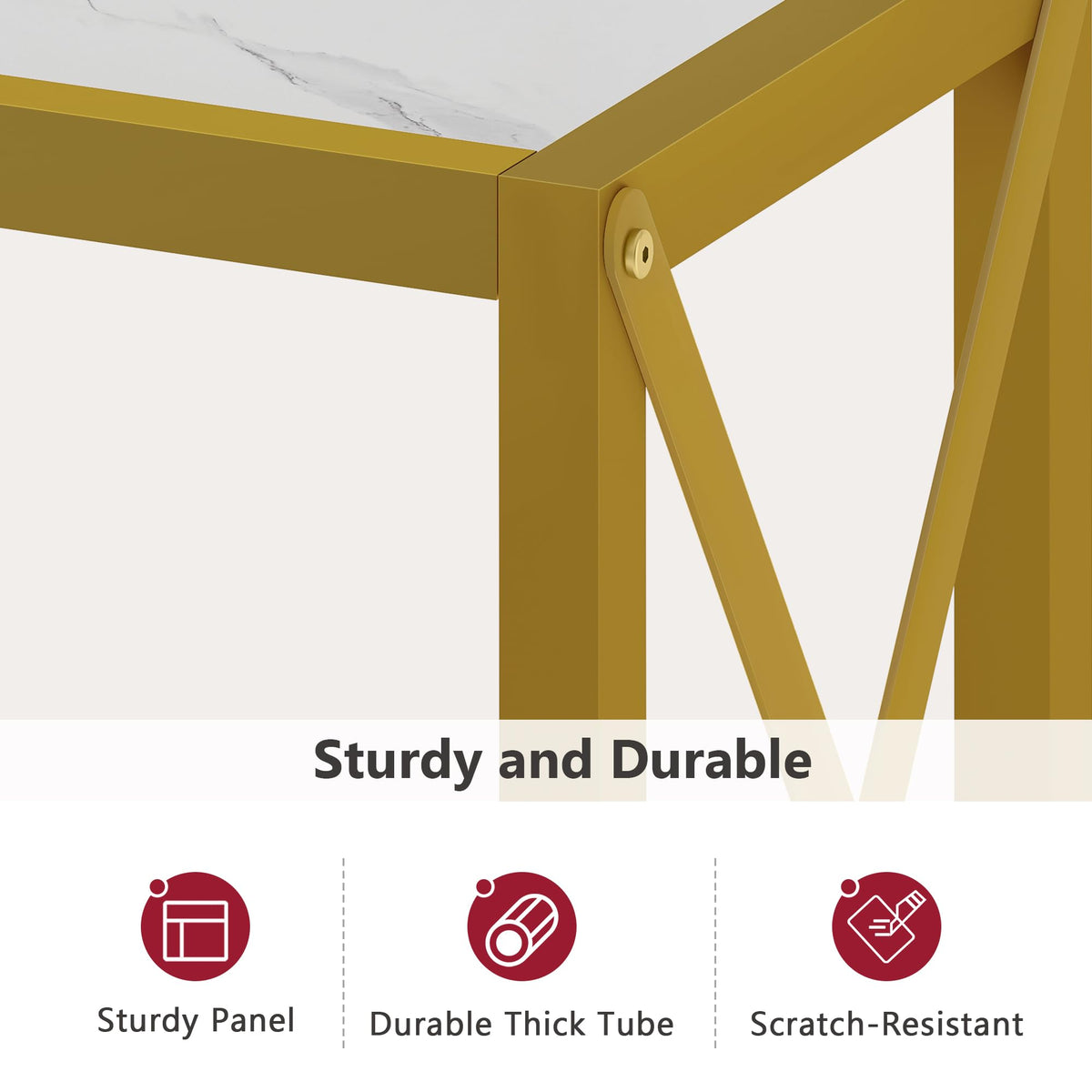 41.8" 2 Tier Gold Console Table with Shelves G799