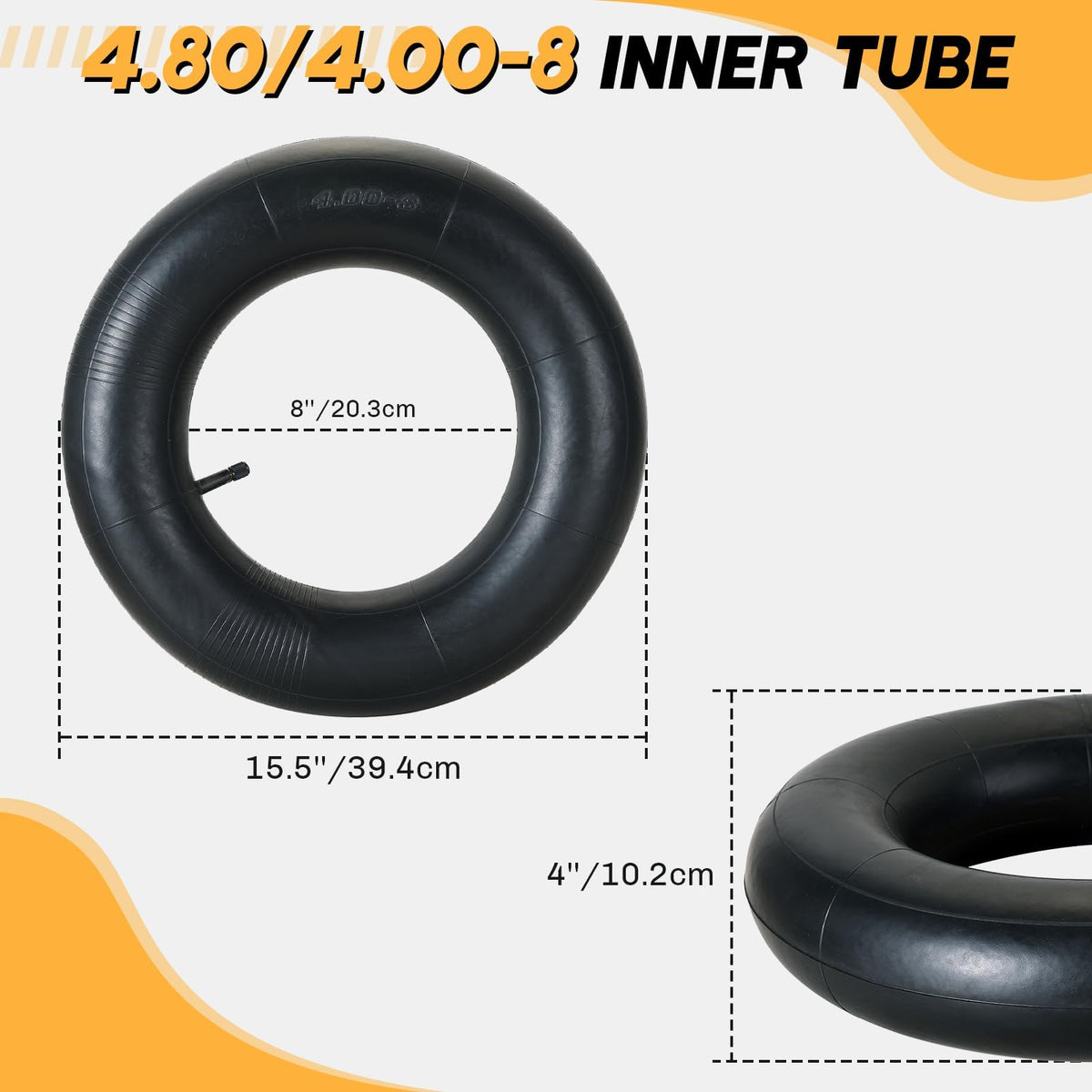 2 Pack 4.80/4.00-8 Inner Tube with TR-13 Straight Valve Stem E37402