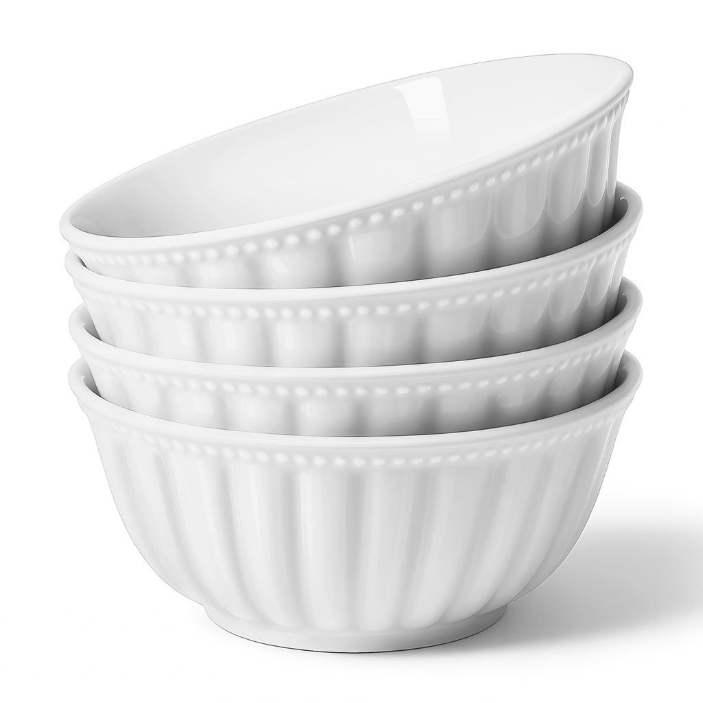 White Ceramic Soup Bowls Set of 4 S6447