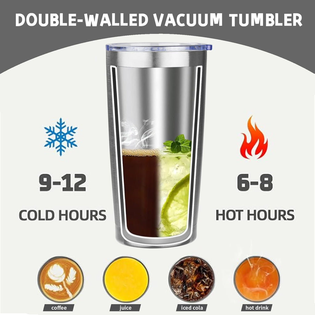 20 oz Stainless Steel Insulated Tumbler with Lids and Straws J6925