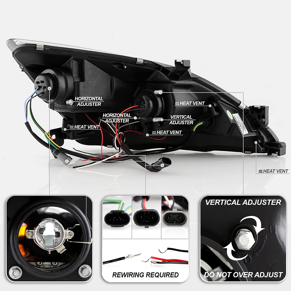 For 2003-2007 Honda Accord LED Projector Headlights, Driver & Passenger Side D27437