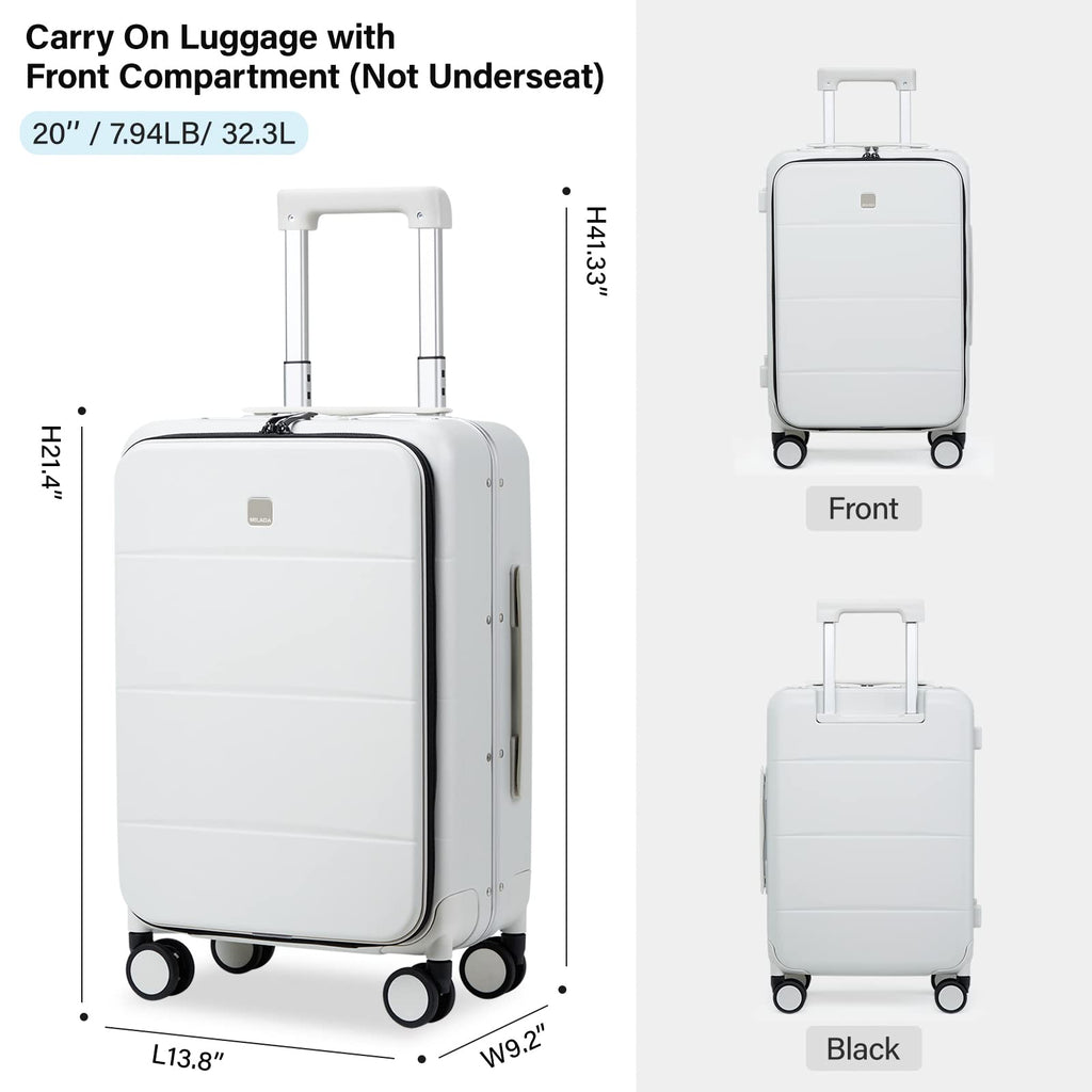 Smoke White 20 Inch Hard Shell Carry On Luggage H169