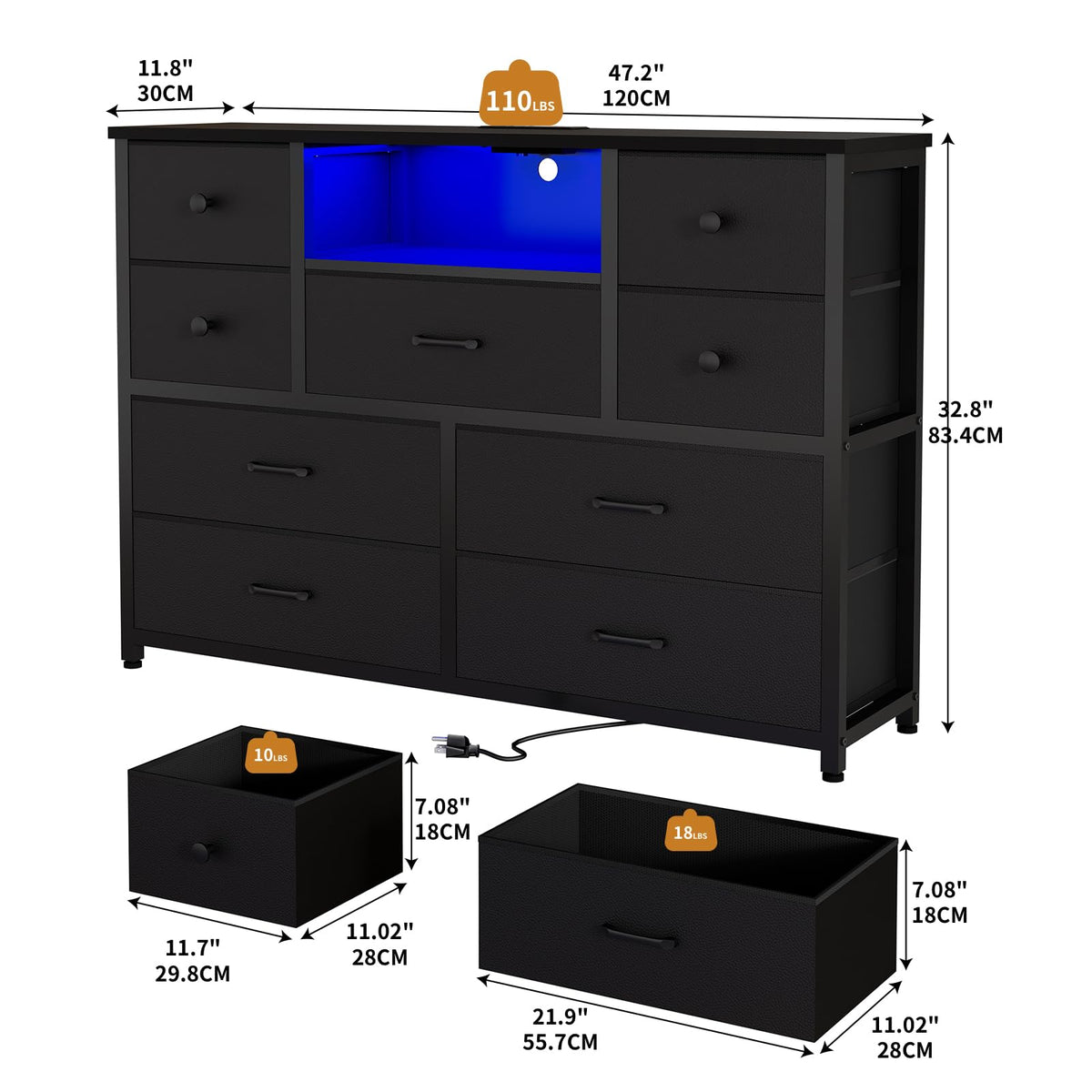 Black 9 Drawer Dresser U669873