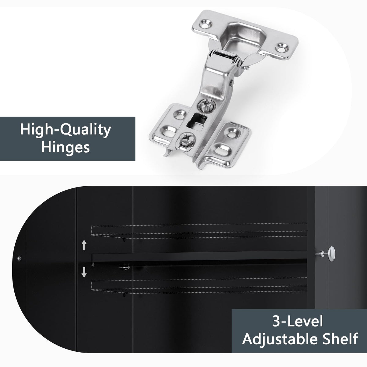 Over The Toilet Storage Cabinet with Adjustable Shelf and Double Door, Black G63899