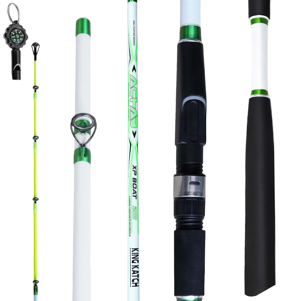 7' Medium Heavy Carbon Graphite Fiberglass Spinning Fishing Rod W796