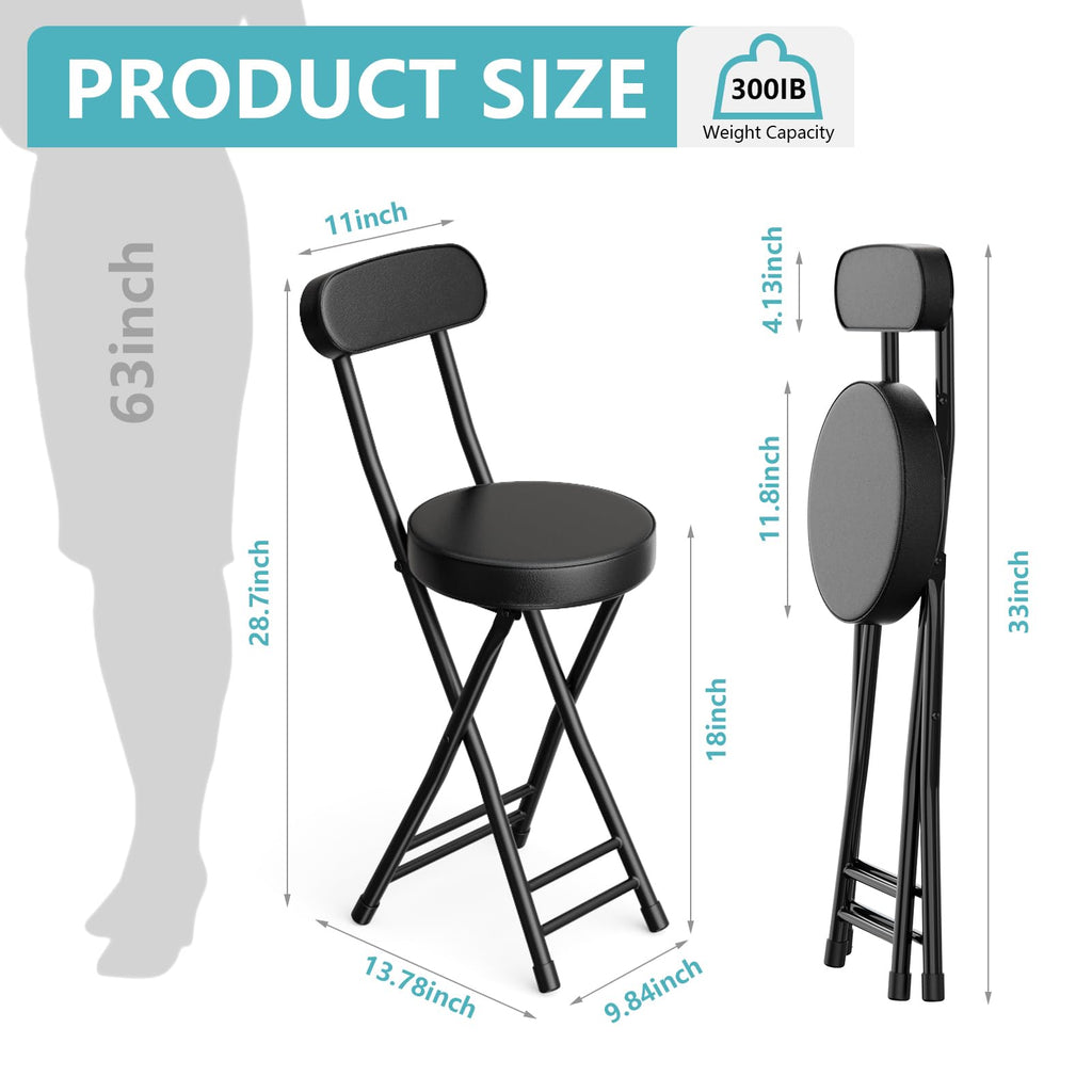 Cushioned Black Folding Stool G41413
