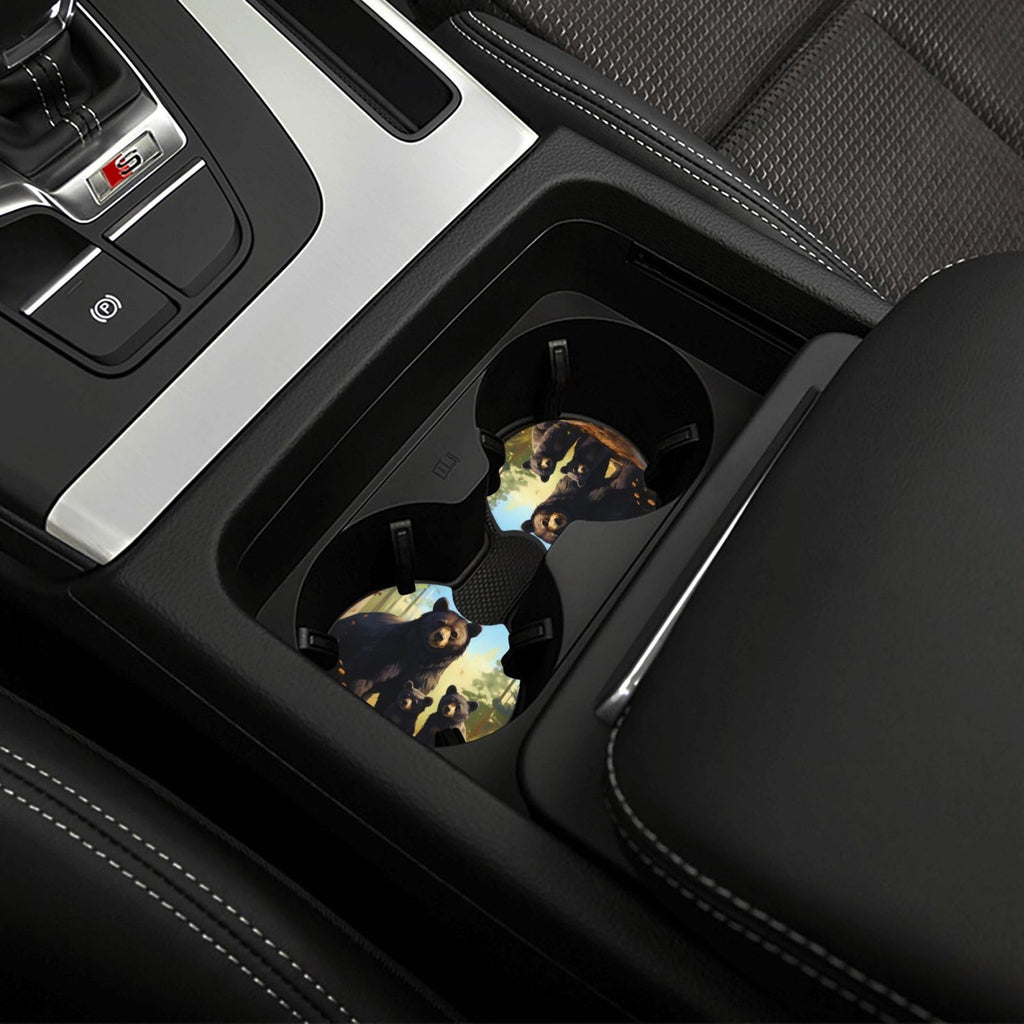 Set of 2 Black Bear Car Coasters Y96327