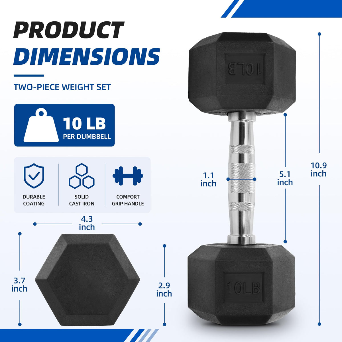 Rubber Coated Hex Dumbbells F413503