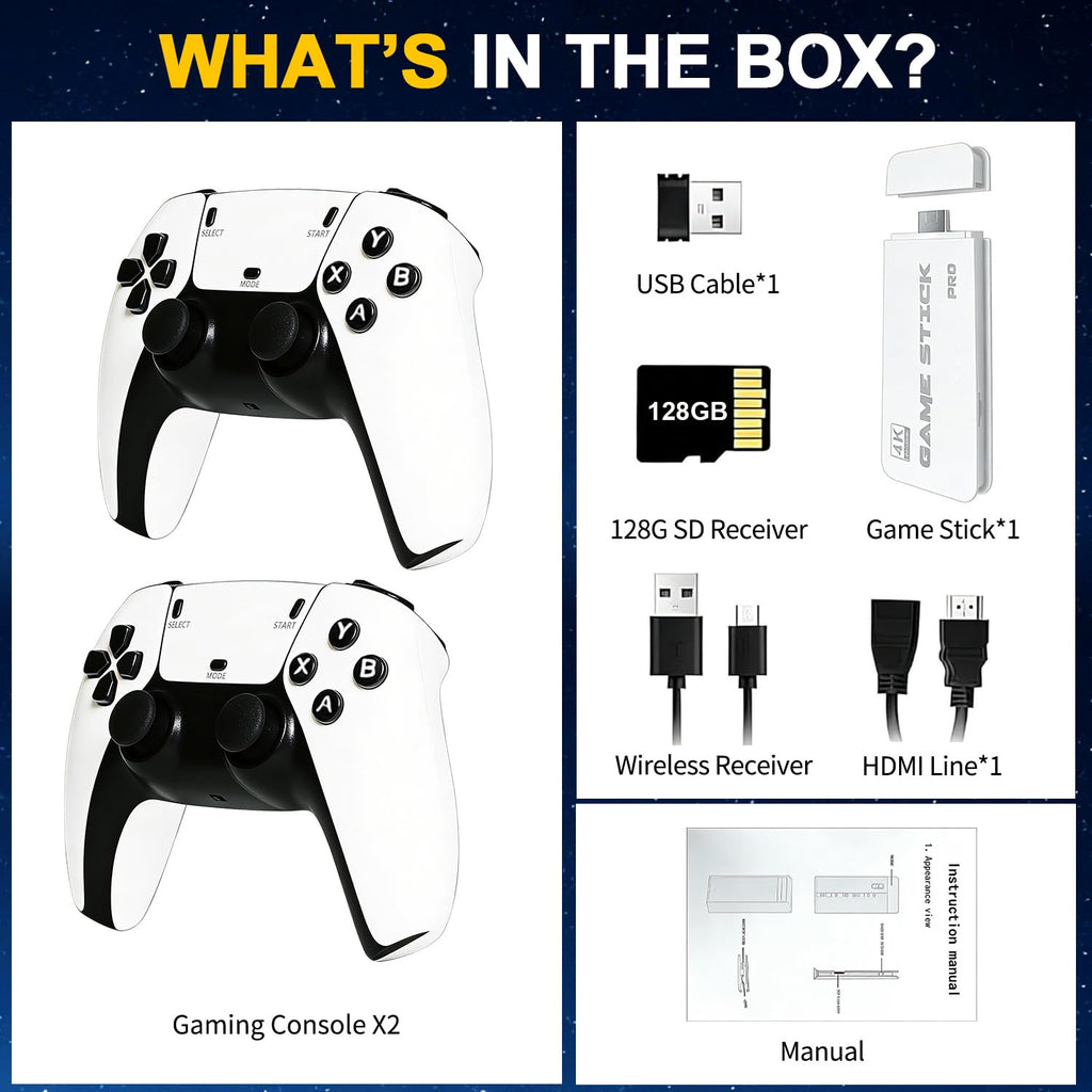 Retro Gaming Console Stick with Dual Wireless Controllers D2855