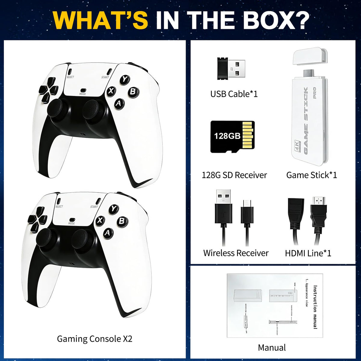 Retro Gaming Console Stick with Dual Wireless Controllers D2855