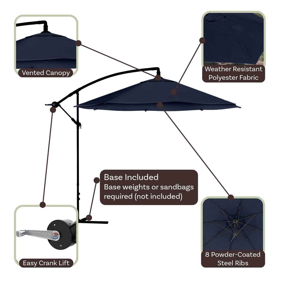 10 Ft Offset Cantilever Patio Umbrella with Cross Base B695