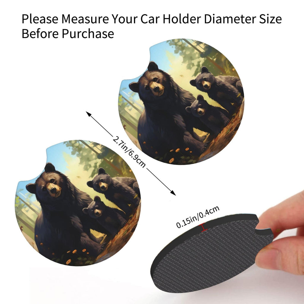 Set of 2 Black Bear Car Coasters Y96327