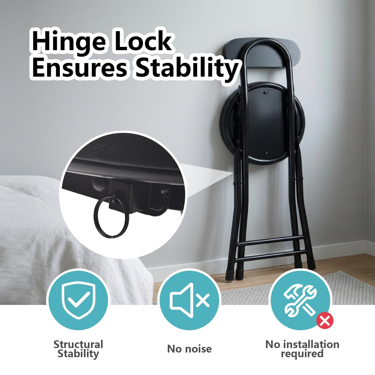 Cushioned Black Folding Stool G41413