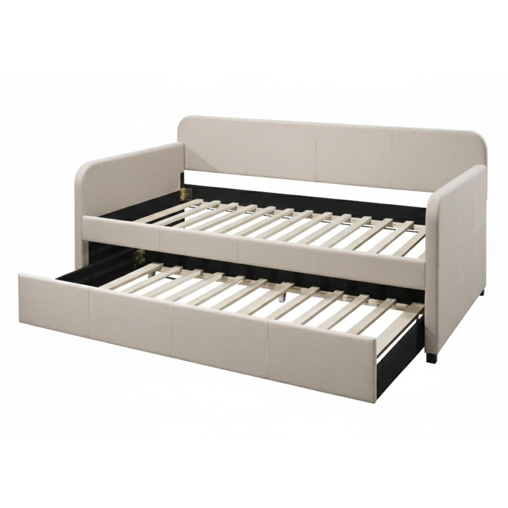 Beige Twin Daybed with Pull-Out Trundle N3984