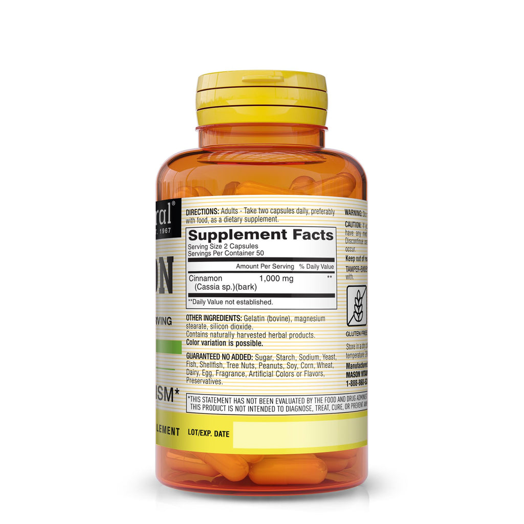 Cinnamon 1000 mg Dietary Supplement Capsules E95211