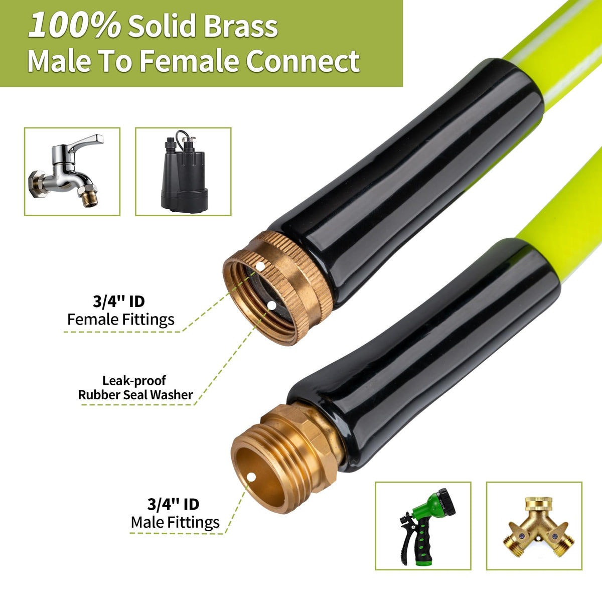 100FT x 5/8" Lightweight Hybrid Rubber Garden Hose Q109185