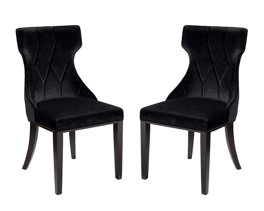 Black Upholstered Dining Chairs Set of 2 Beech Wood L124