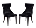 Black Upholstered Dining Chairs Set of 2 Beech Wood L124