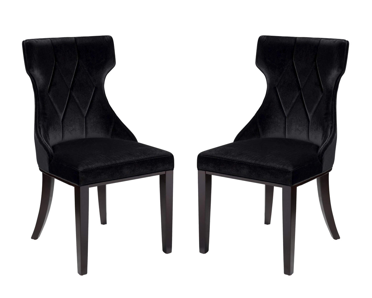 Black Upholstered Dining Chairs Set of 2 Beech Wood L124