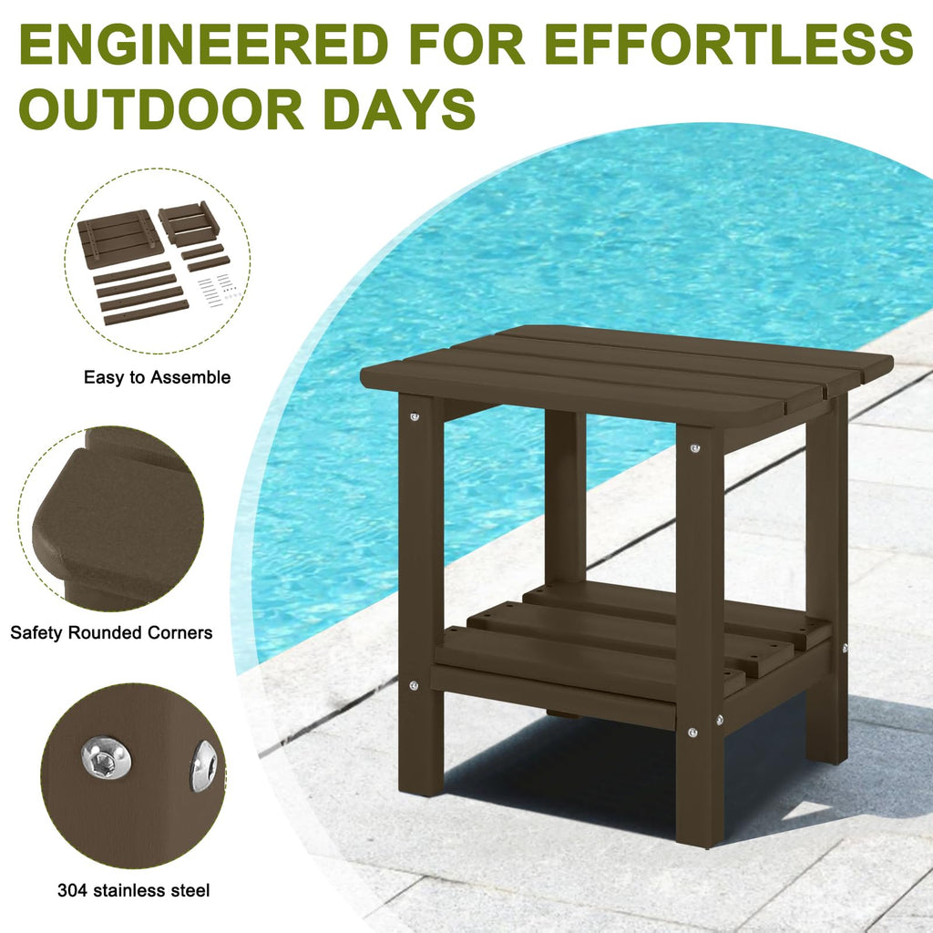 Set of 2 Dark Brown HDPE Storage Side Table T96173