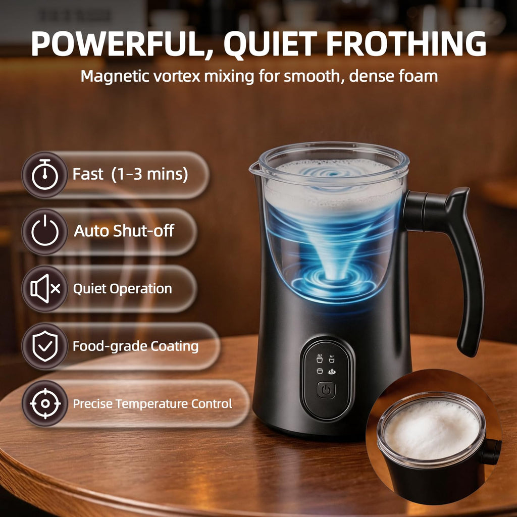 4-in-1 Electric Milk Frother and Steamer Black P982698